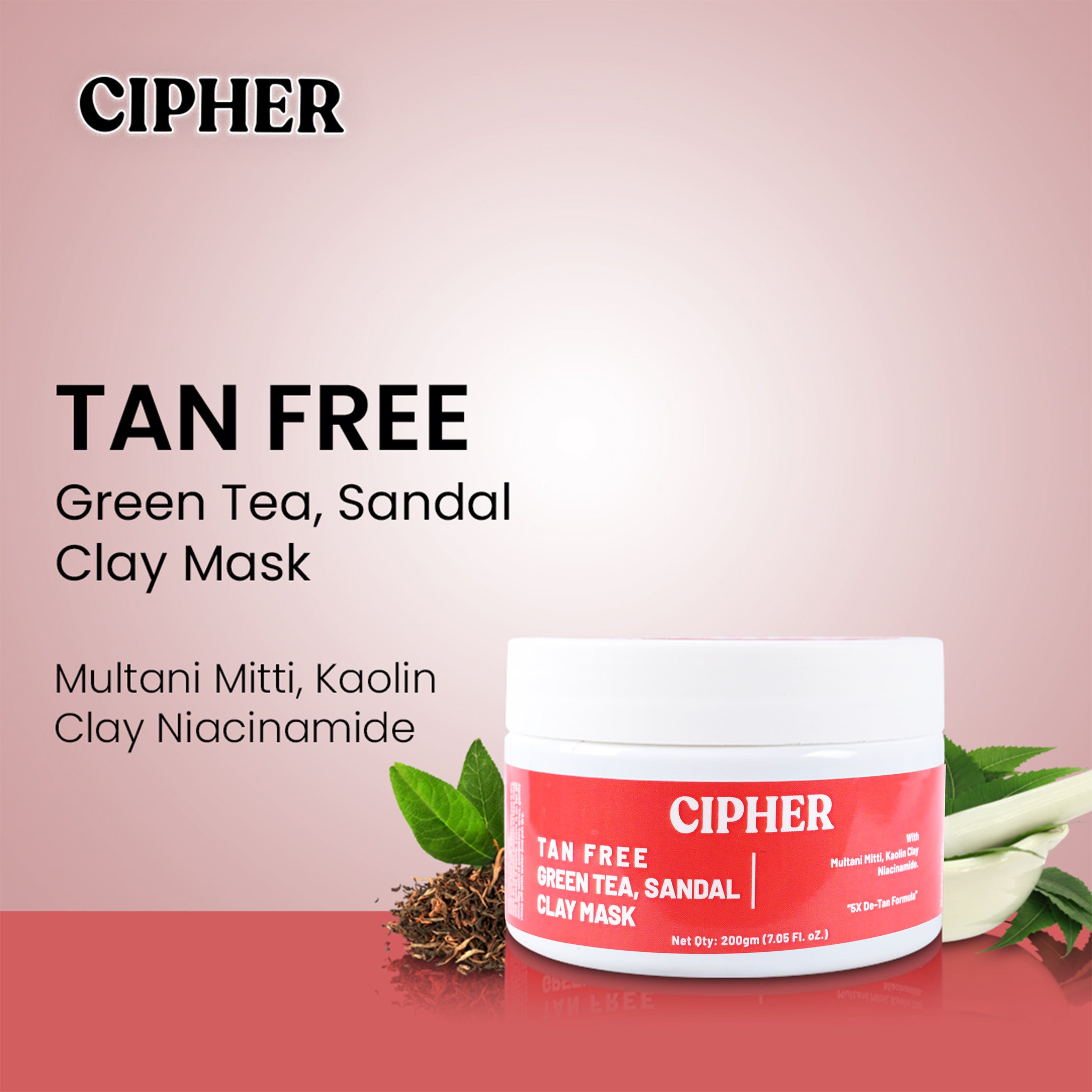 CIPHER Tanfree Green Tea, Sandal Clay Mask
